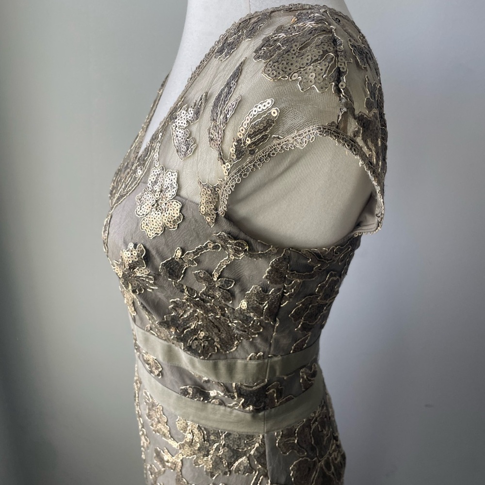 Tadashi Shoji Gold Sequin A-Line Gown - Picture 5 of 8